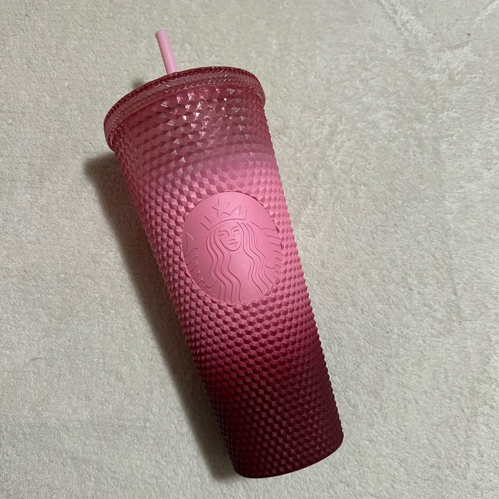 Starbucks studded pink ombré venti cup with straw